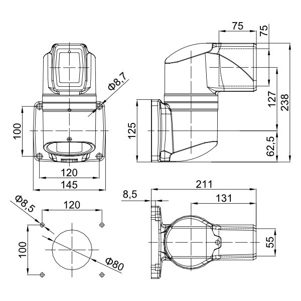 水平牆座 55-75-110-00