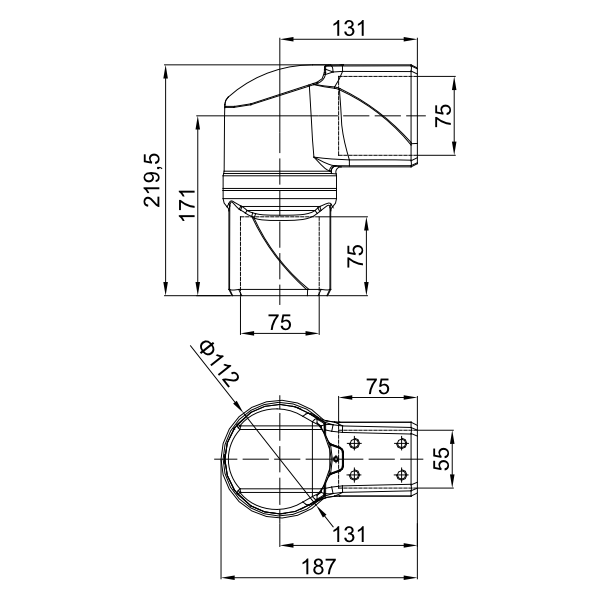 可旋轉90°轉角 55-75-190-00